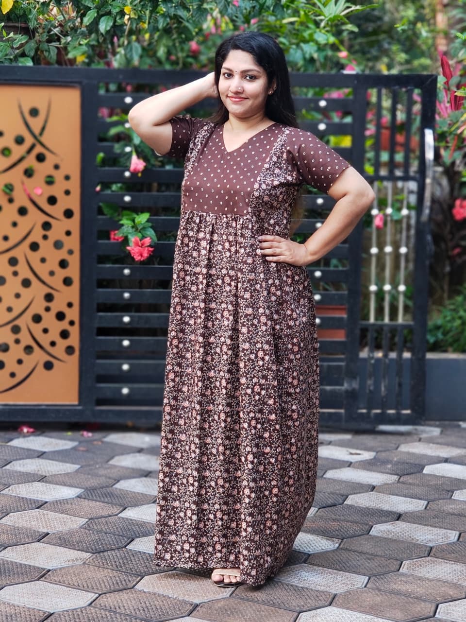 Frock Nighty With Dot Print Yoke[FN25267-270]