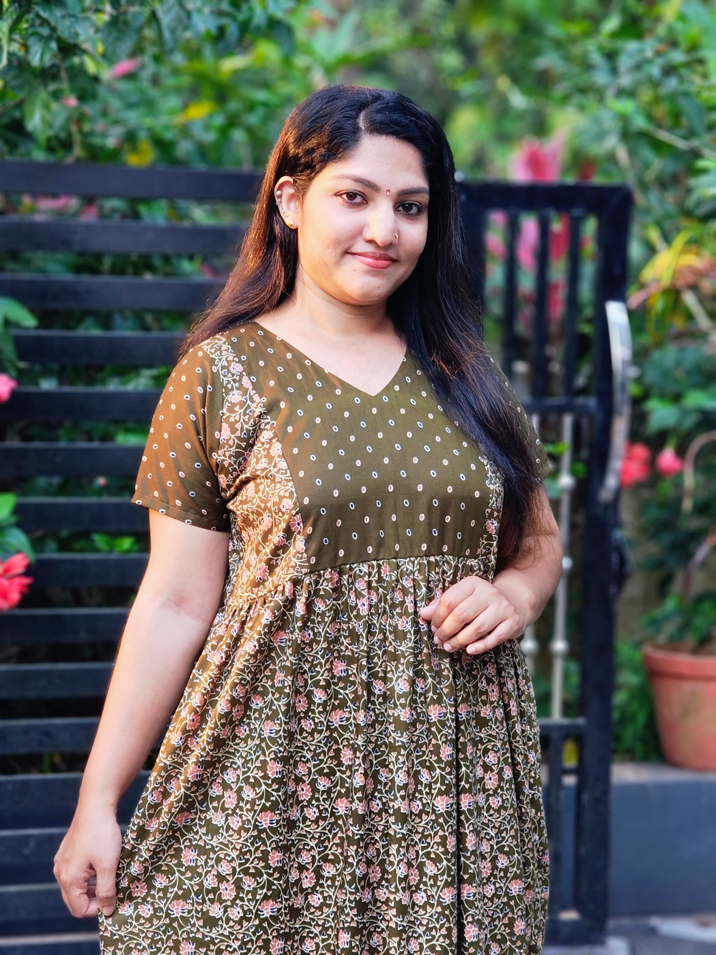 Frock Nighty With Dot Print Yoke[FN25267-270]