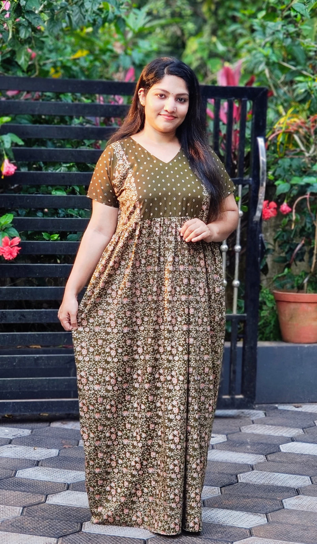 Frock Nighty With Dot Print Yoke[FN25267-270]