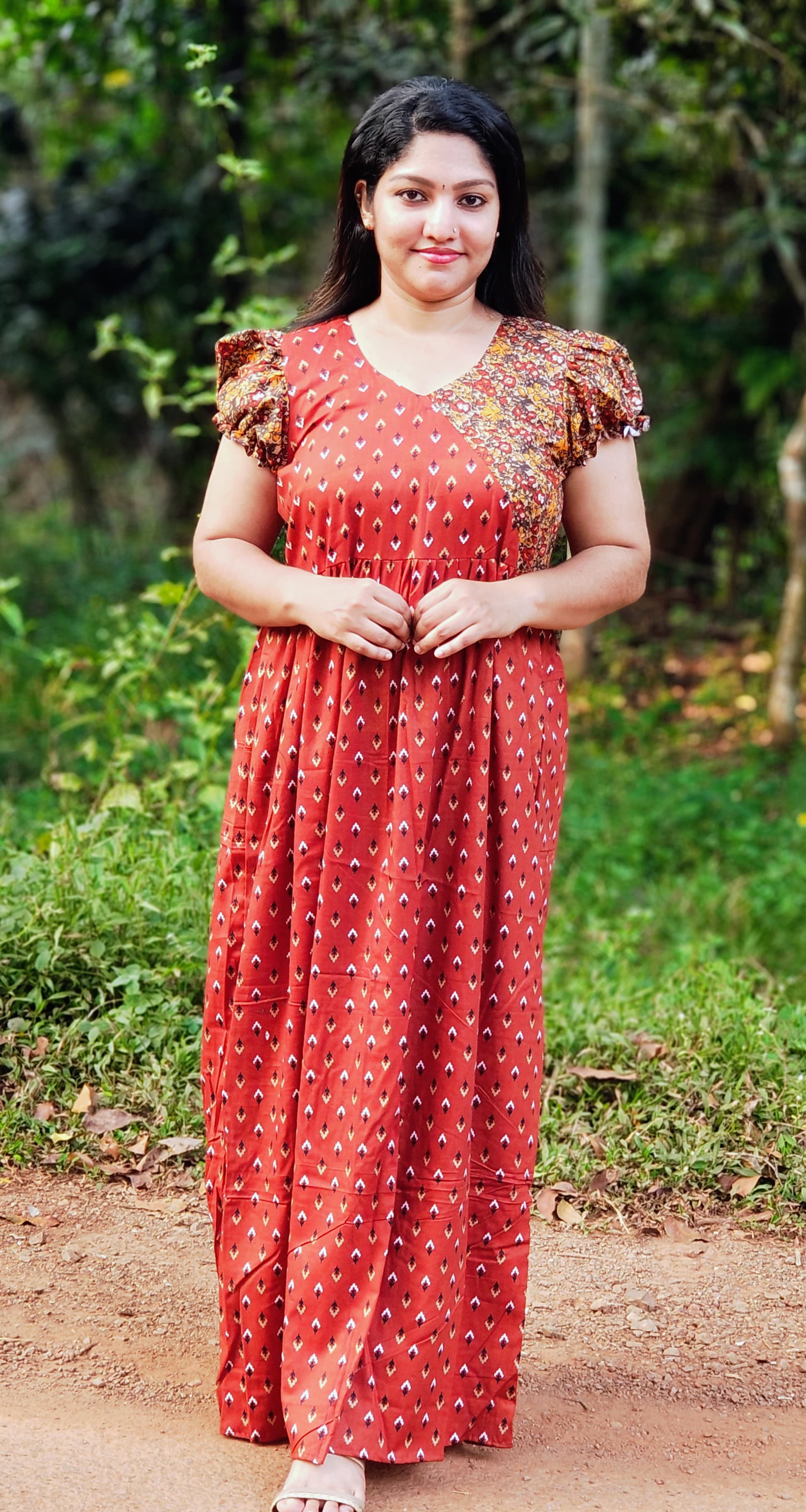 Frock Nighty with Floral Yoke [FN25281-285]