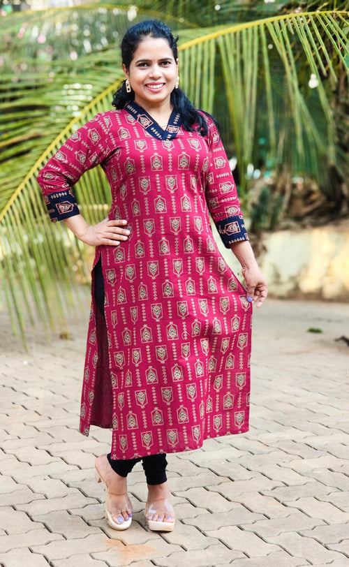 Ajrakh Kurti [KU26009]