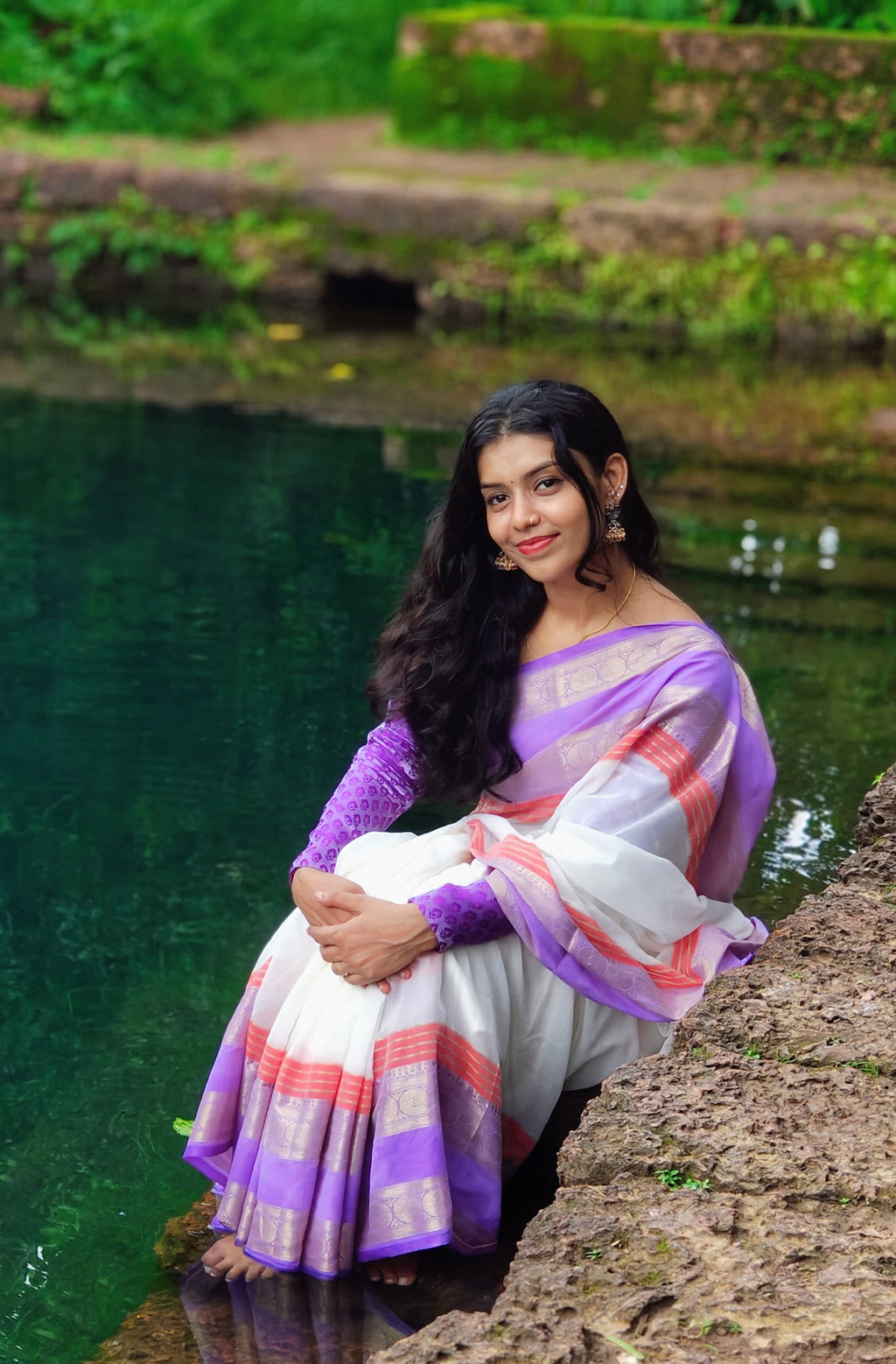 Mulcotton Saree with Banarasi Border (Free Ship)-1