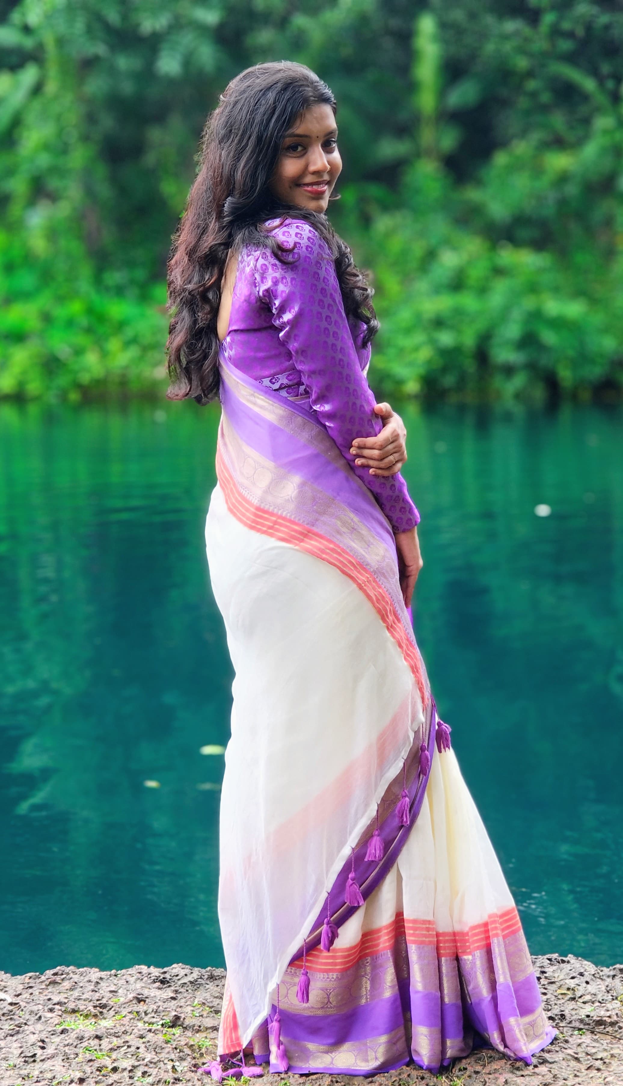 Mulcotton Saree with Banarasi Border (Free Ship)-1