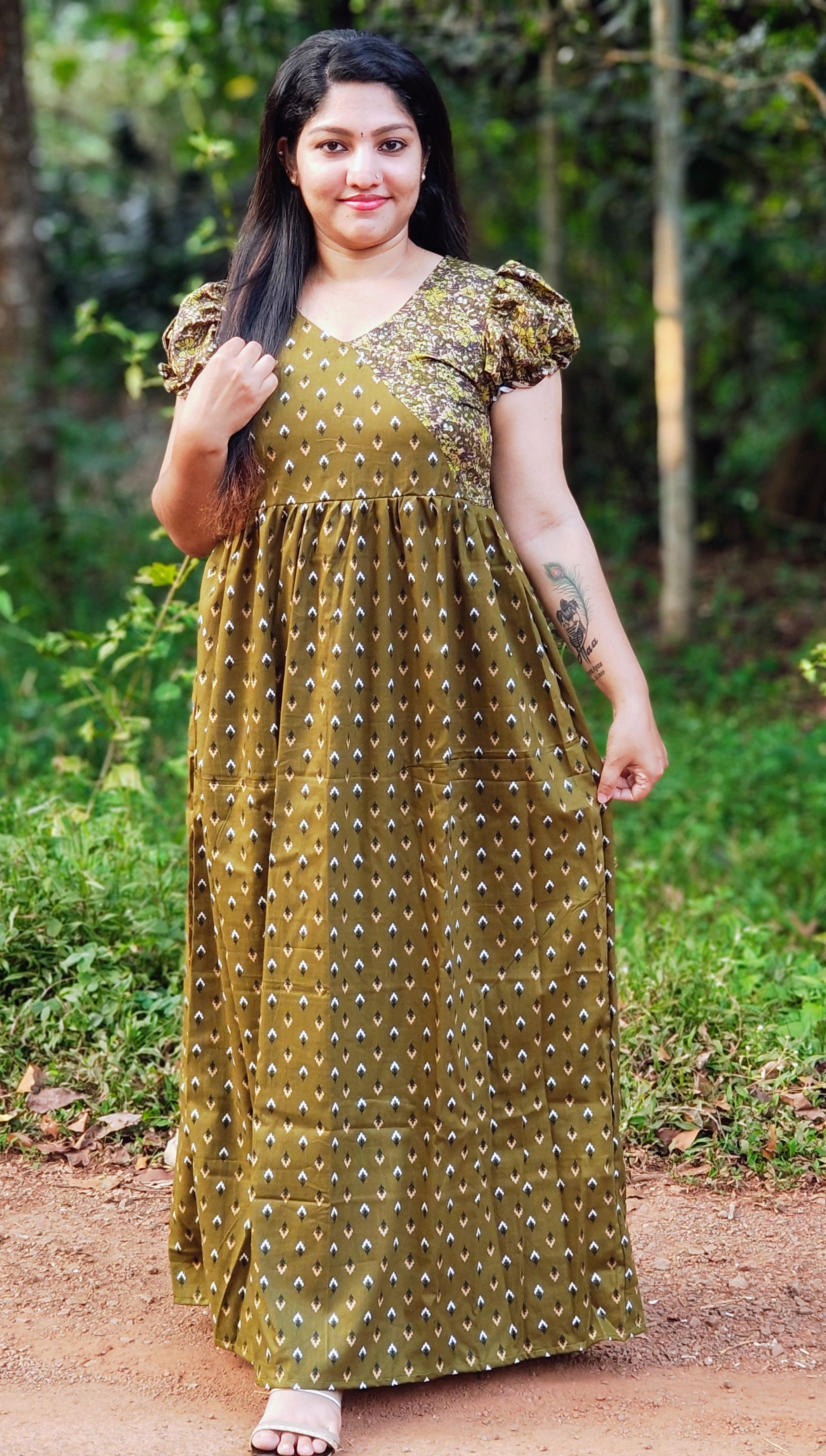 Frock Nighty with Floral Yoke [FN25281-285]