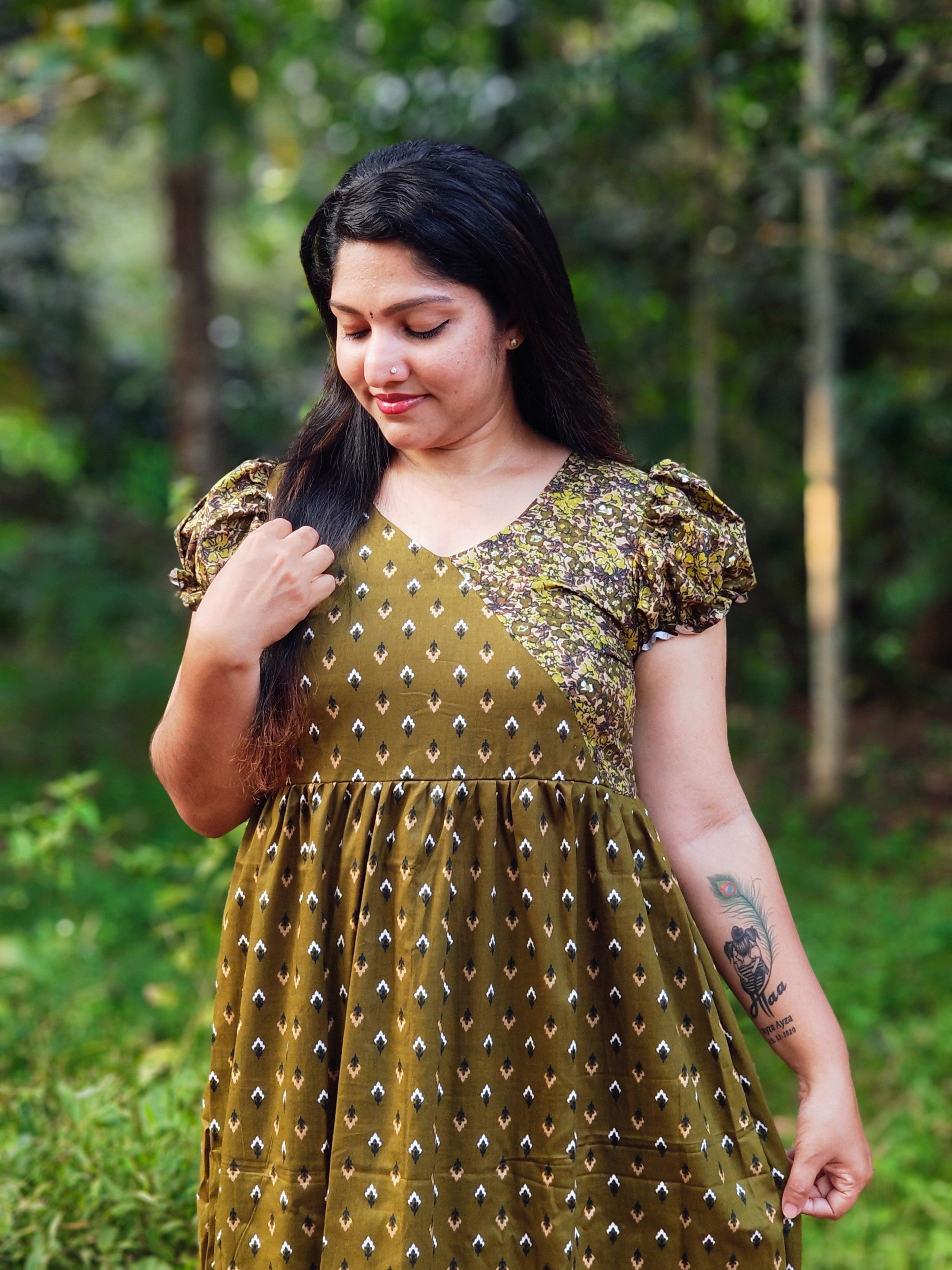 Frock Nighty with Floral Yoke [FN25281-285]