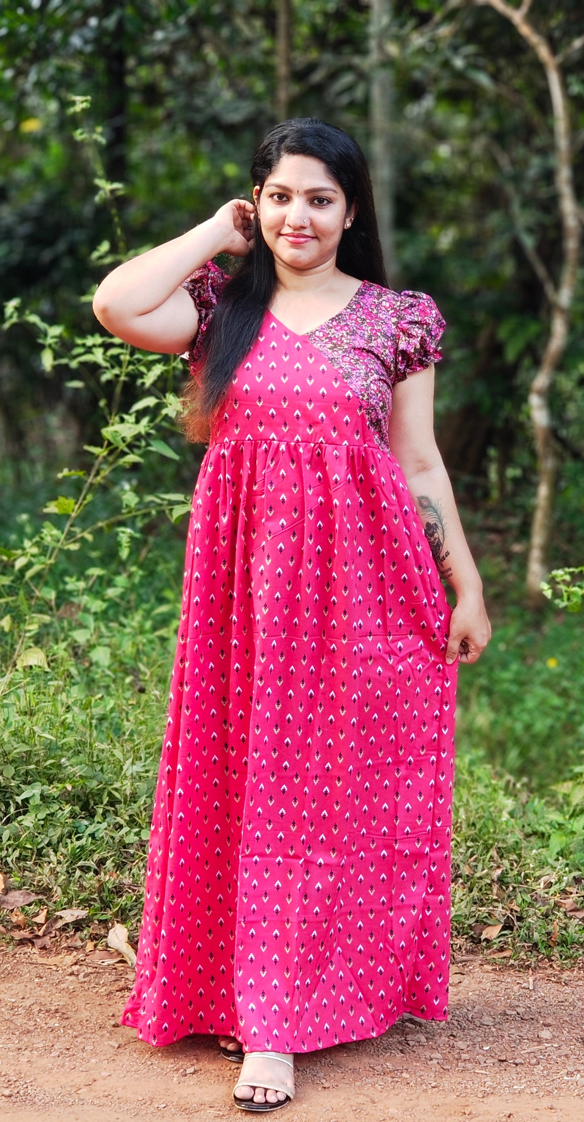 Frock Nighty with Floral Yoke [FN25281-285]