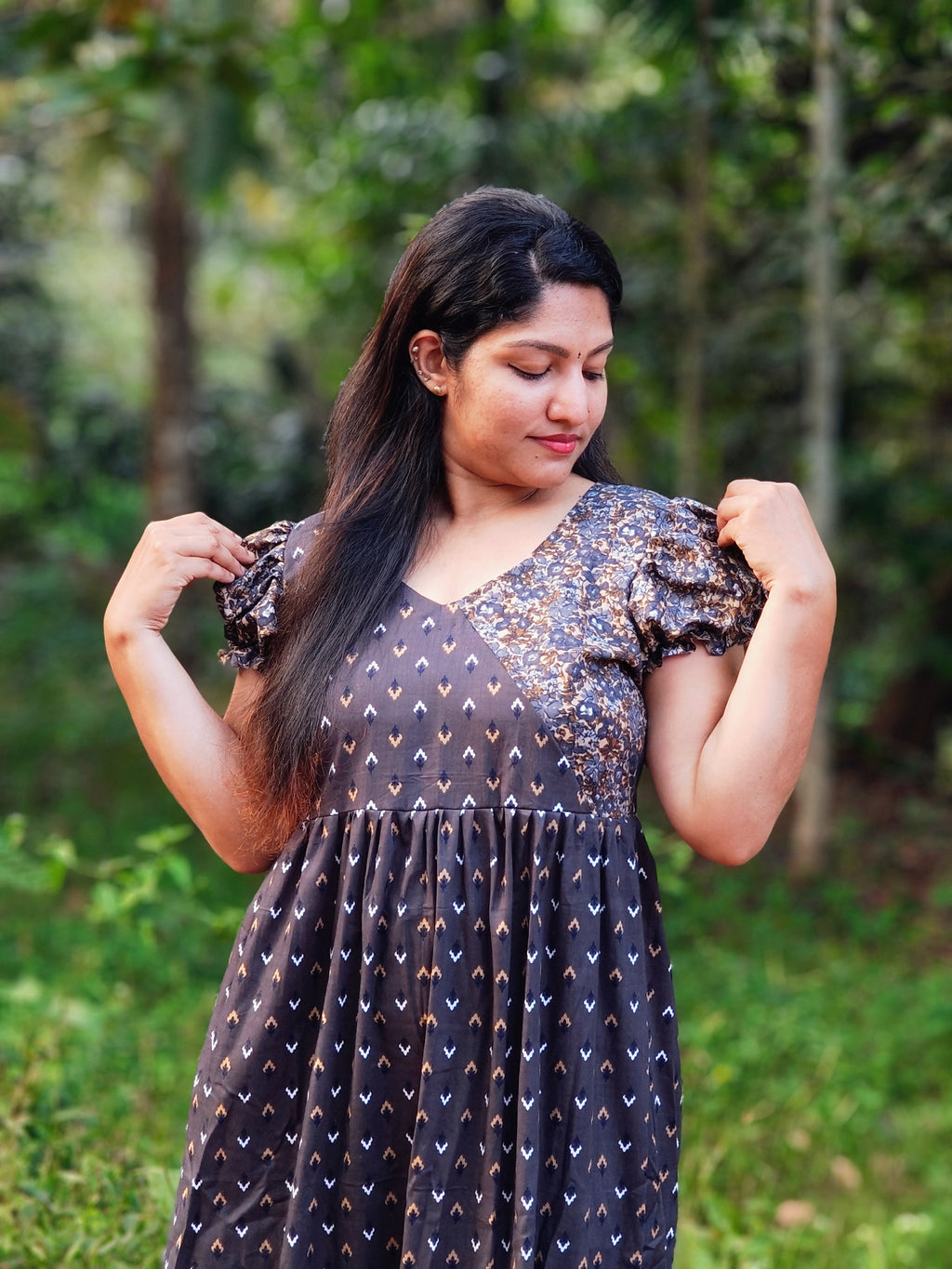 Frock Nighty with Floral Yoke [FN25281-285]