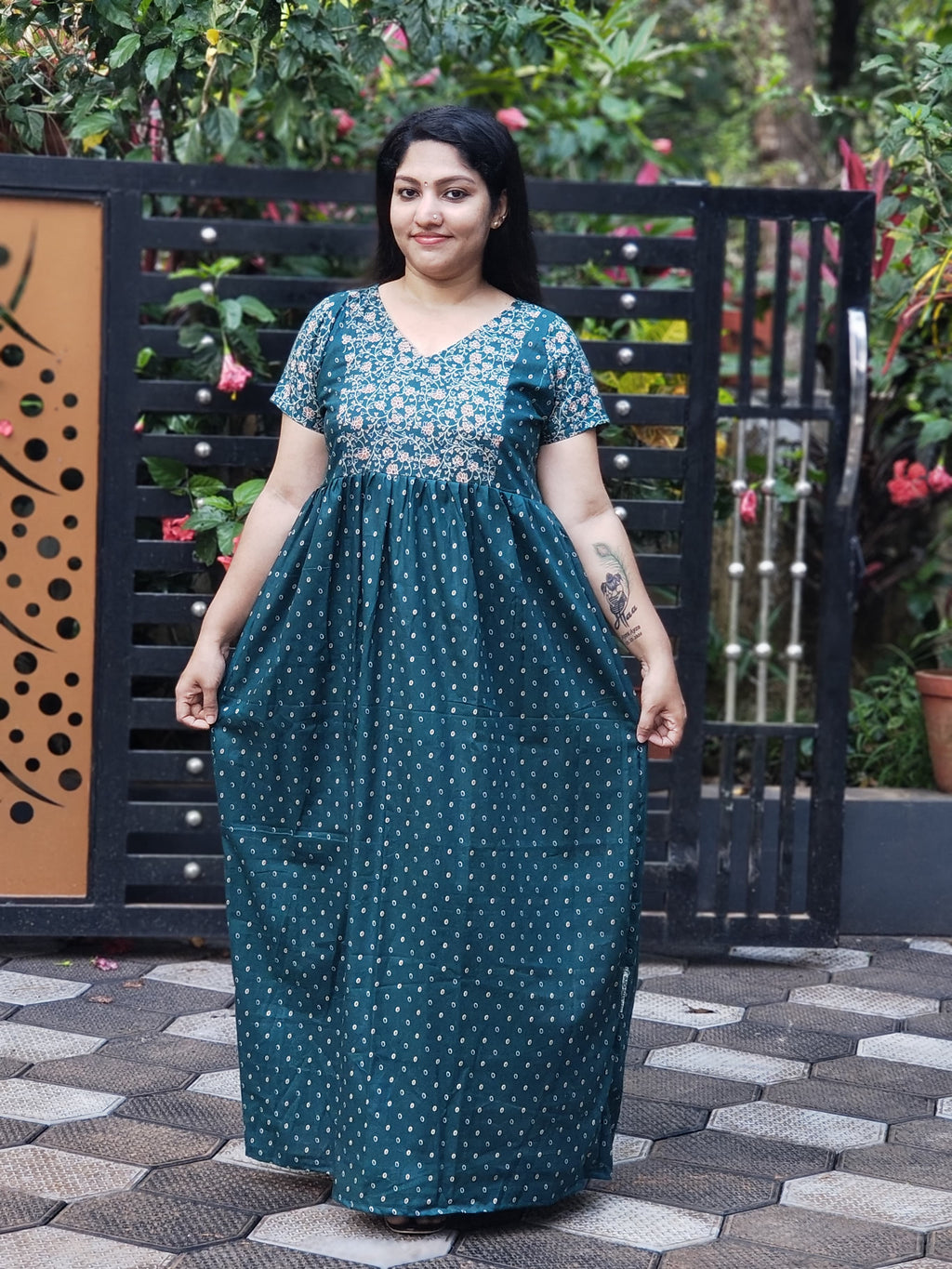 Frock Nighty With Floral Yoke[FN25263-266]