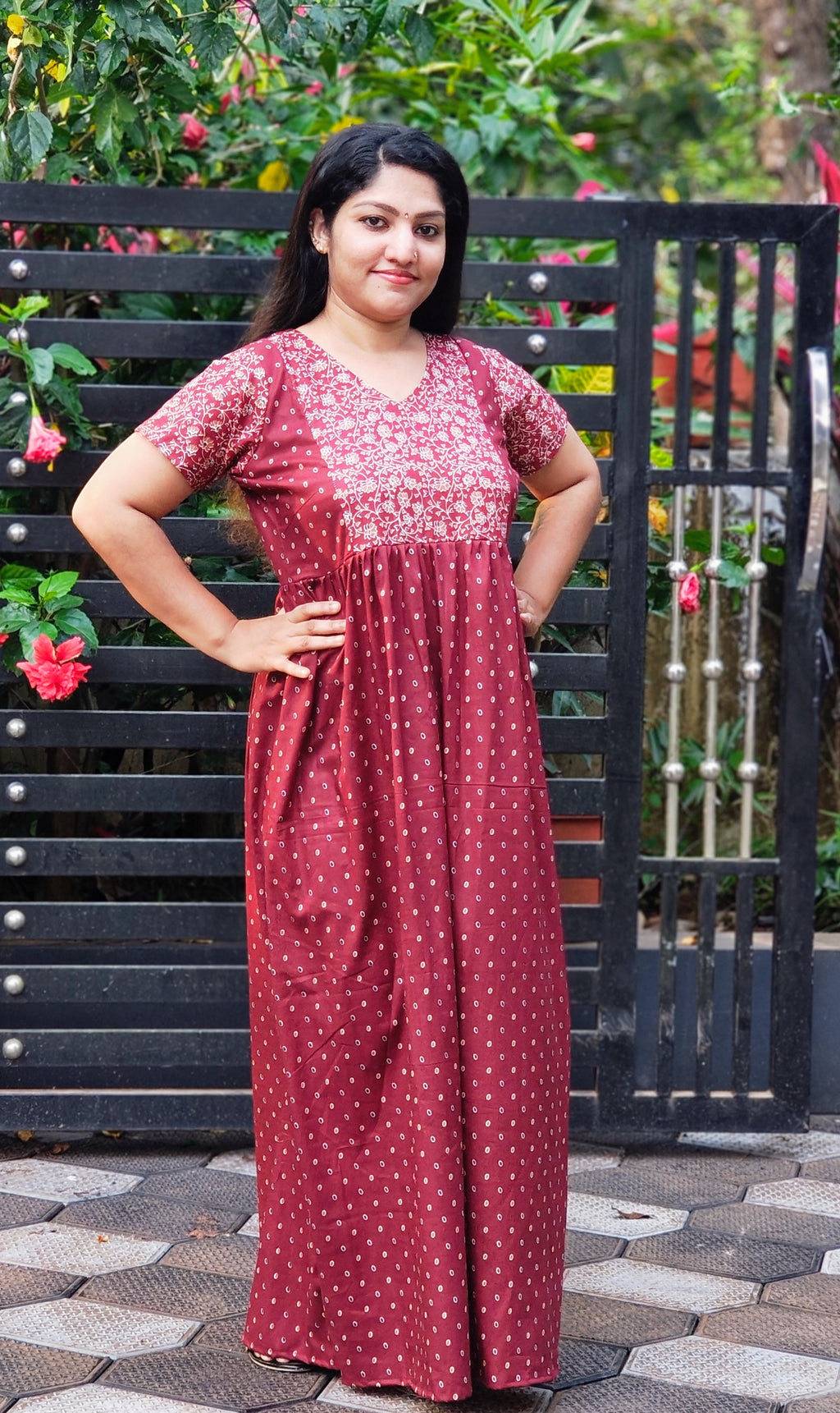 Frock Nighty With Floral Yoke[FN25263-266]