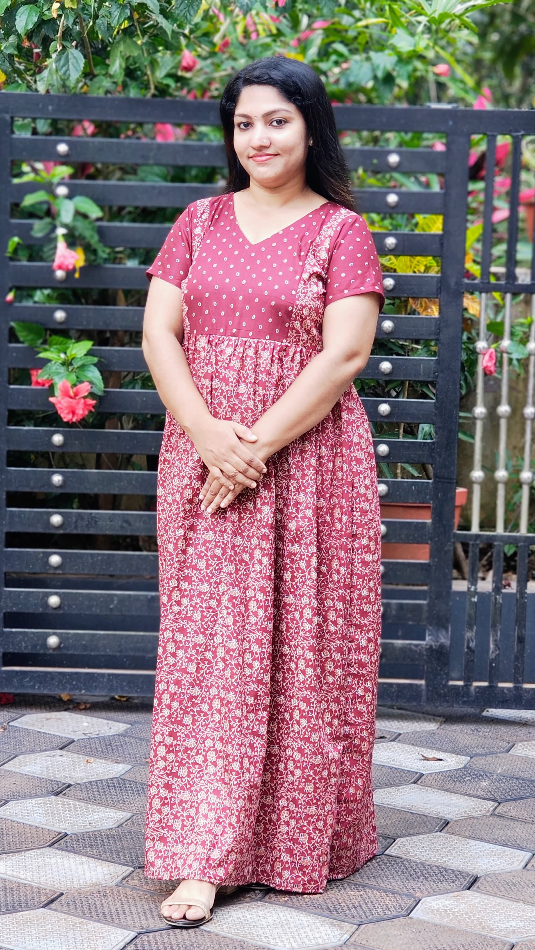 Frock Nighty With Dot Print Yoke[FN25267-270]