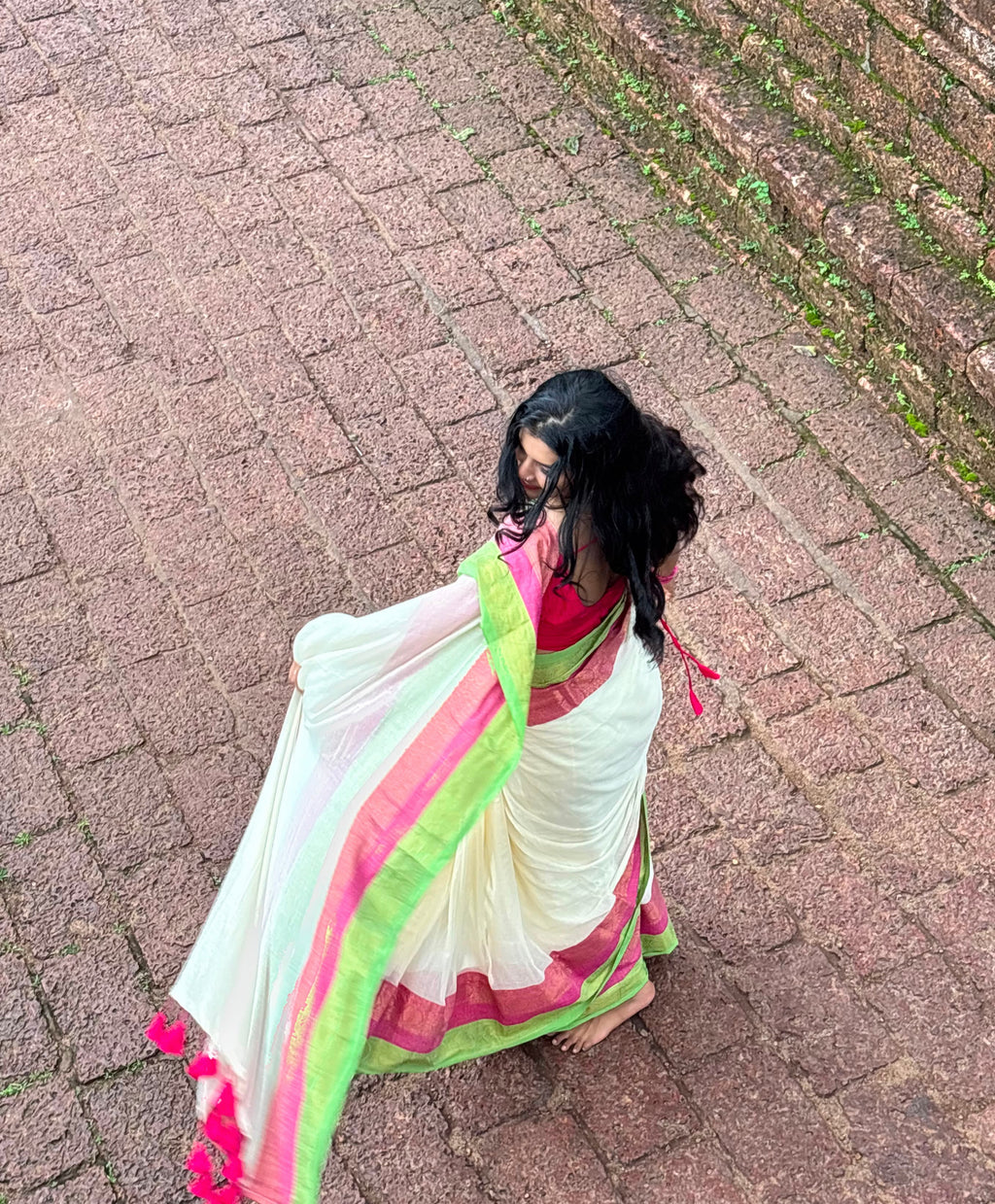 Mulcotton Saree with Banarasi Border (Free Ship)-2